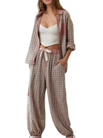 Women's Long Sleeve Striped Shirt and Pants Set