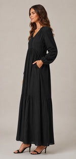 Women's Long Sleeve Tiered Maxi Dress