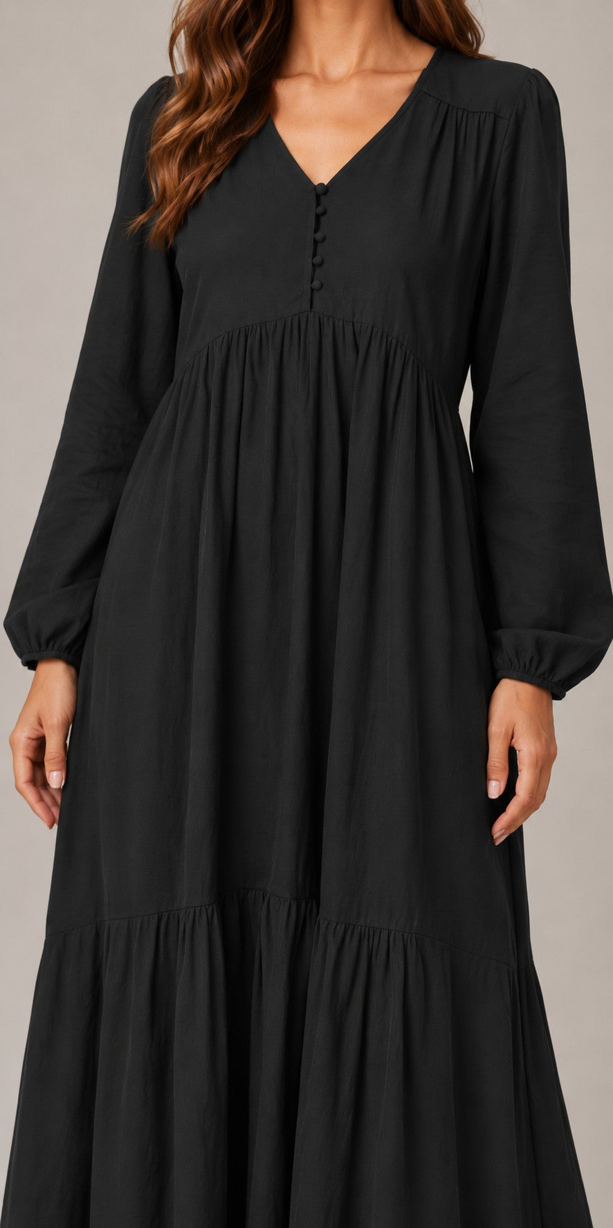 Women's Long Sleeve Tiered Maxi Dress