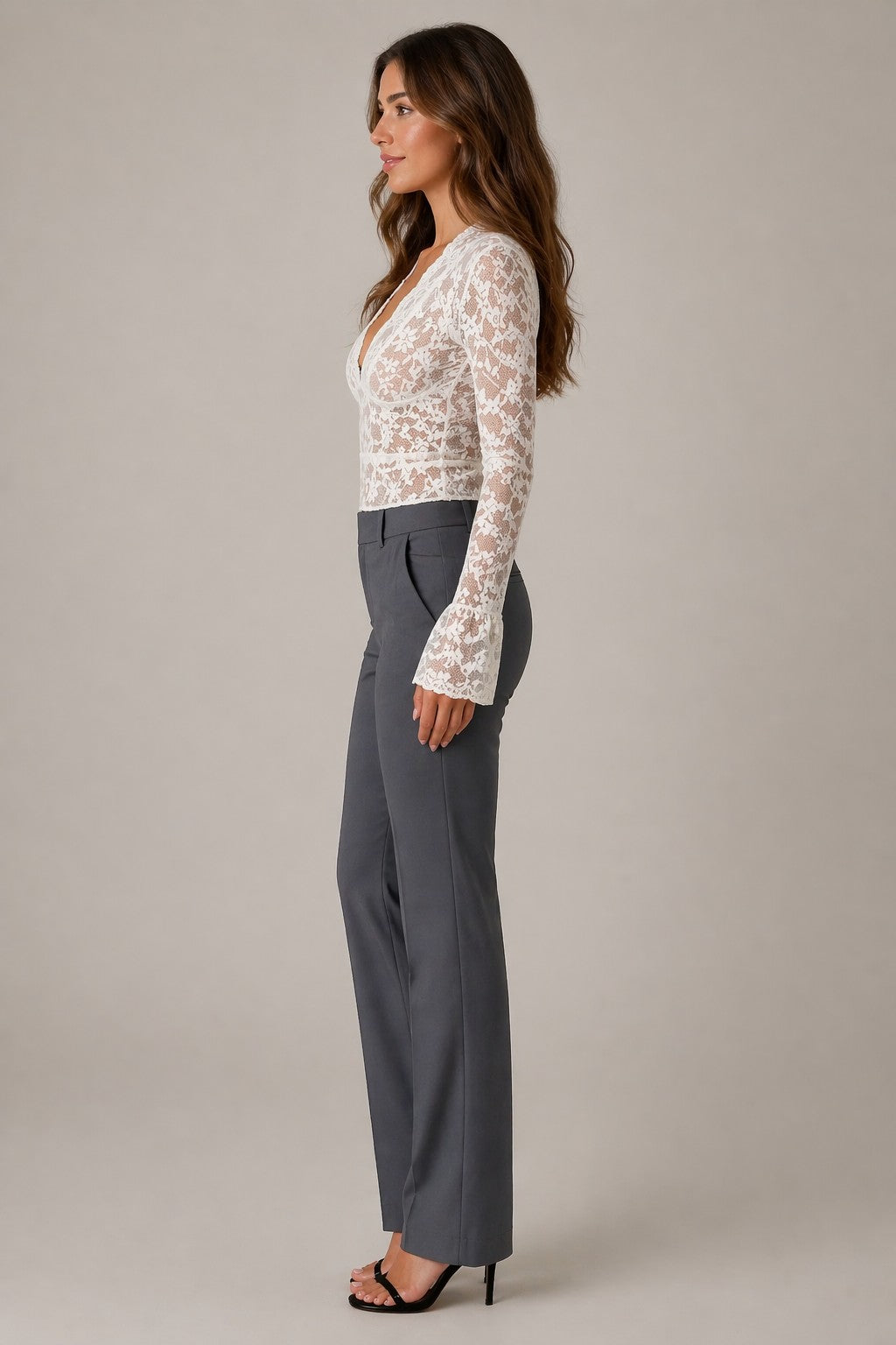 Women’s Long Sleeve V Neckline Lace Top