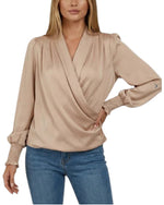 Women's Long Sleeve Wrap V-Neck Blouse