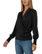 Women's Long Sleeve Wrap V-Neck Blouse