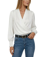 Women's Long Sleeve Wrap V-Neck Blouse