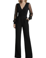 Women's Long Sleeves V-Neck Jumpsuit