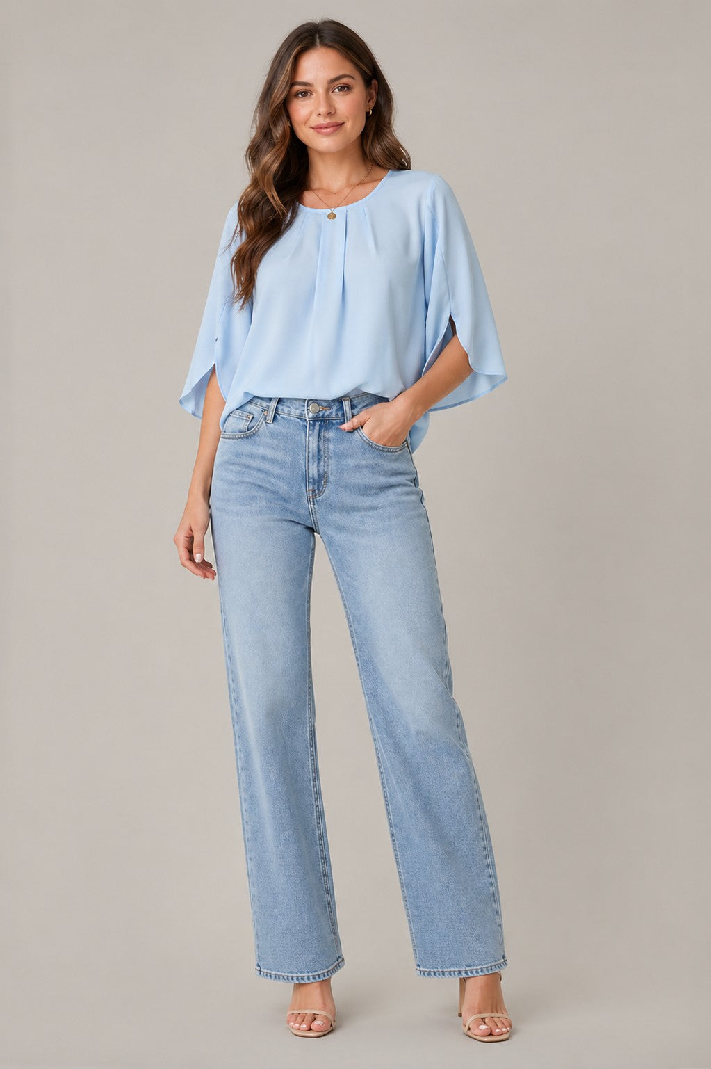 Women’s Loose Fit Flutter Sleeve Blouse