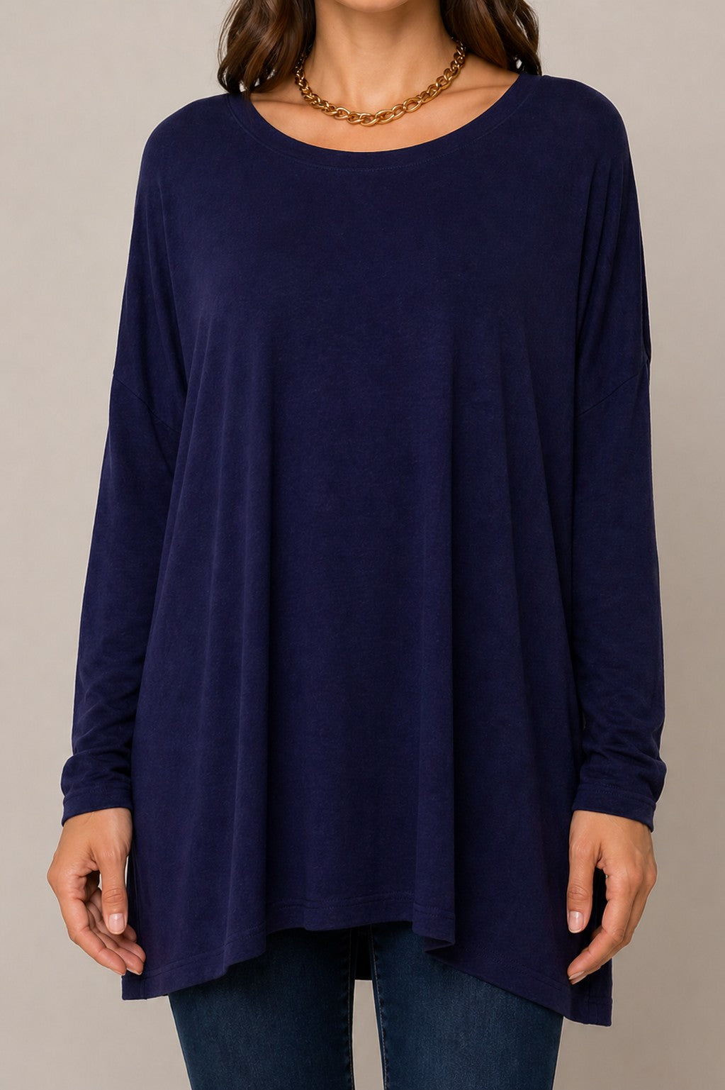 Women’s Loose Fit Long Sleeve Tunic Blouse