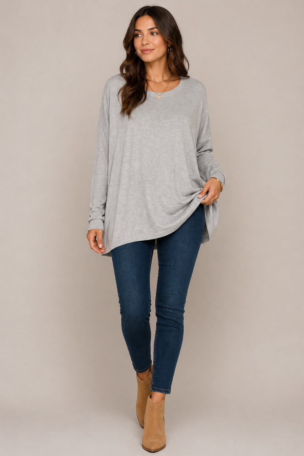 Women’s Loose Fit Long Sleeve Tunic Blouse