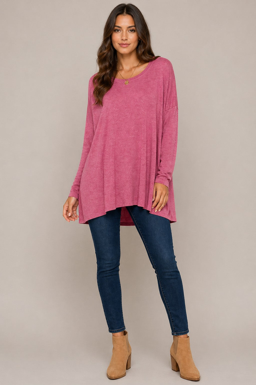 Women’s Loose Fit Long Sleeve Tunic Blouse