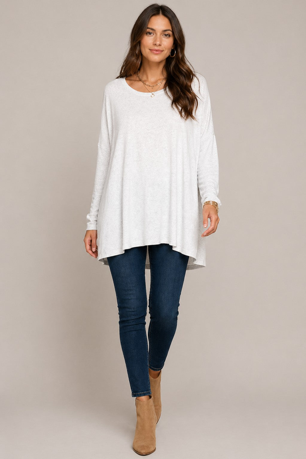 Women’s Loose Fit Long Sleeve Tunic Blouse
