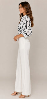 Women’s Loose Fit Printed Button-Front Blouse