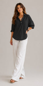 Women’s Loose Fit Roll-Up Sleeve Blouse