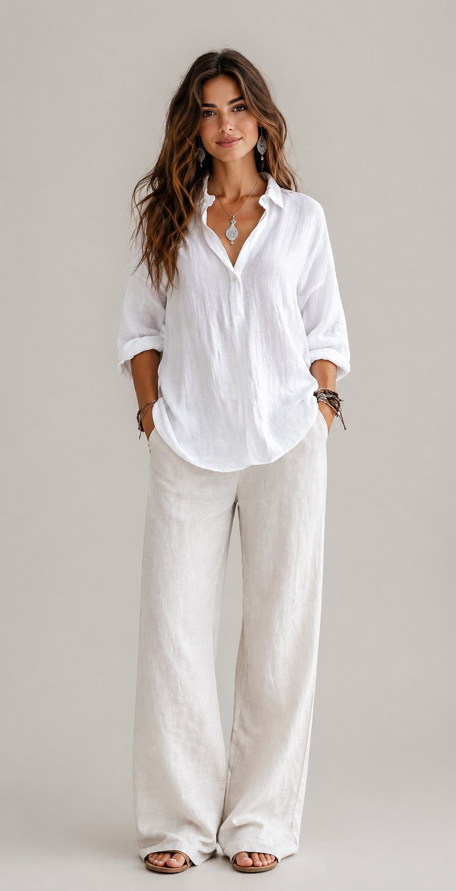Women’s Loose Fit Roll-Up Sleeve Blouse