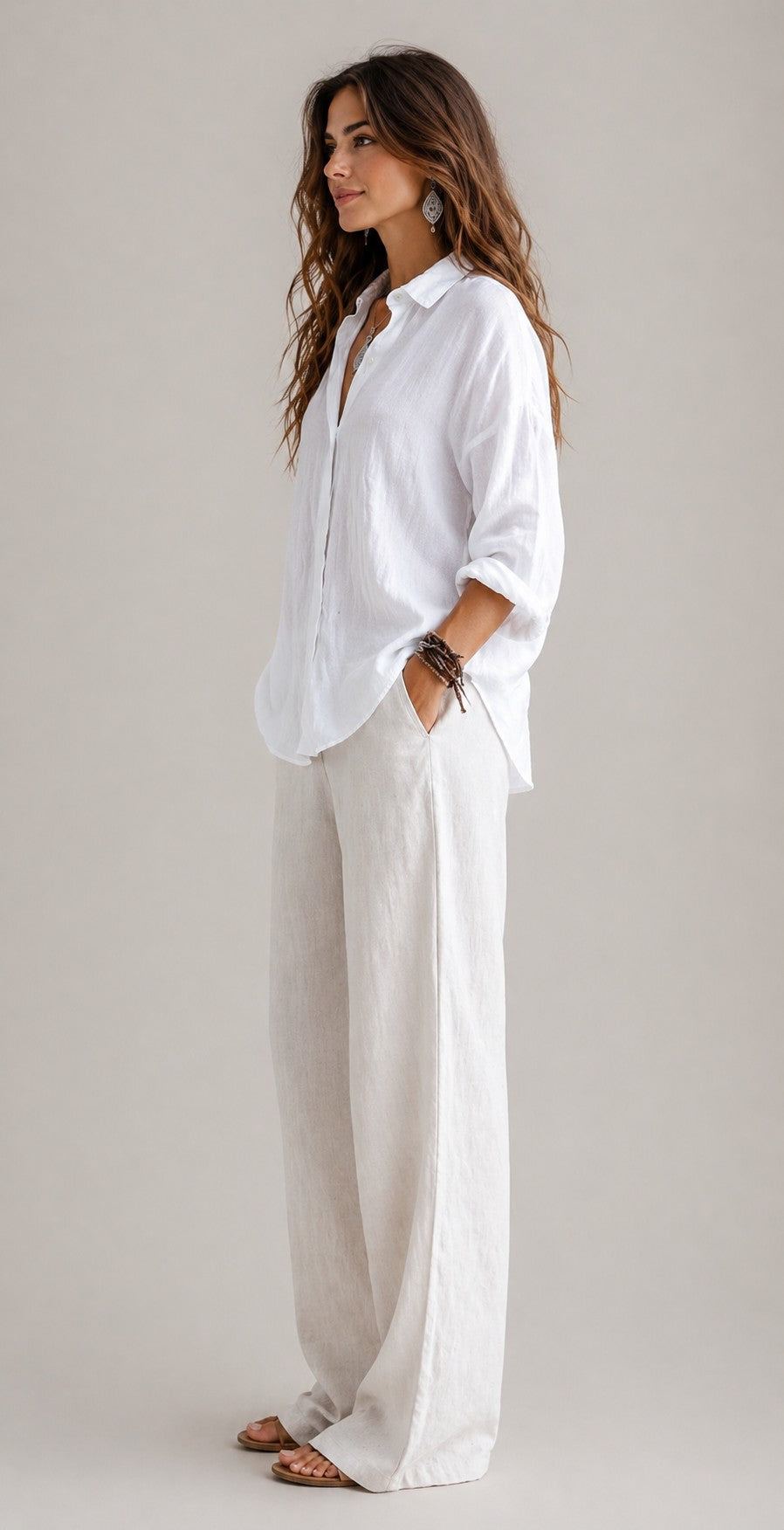 Women’s Loose Fit Roll-Up Sleeve Blouse