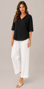 Women’s Loose Fit V-Neck Collared Blouse