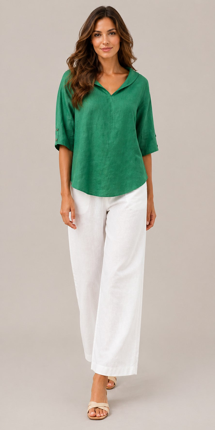 Women’s Loose Fit V-Neck Collared Blouse
