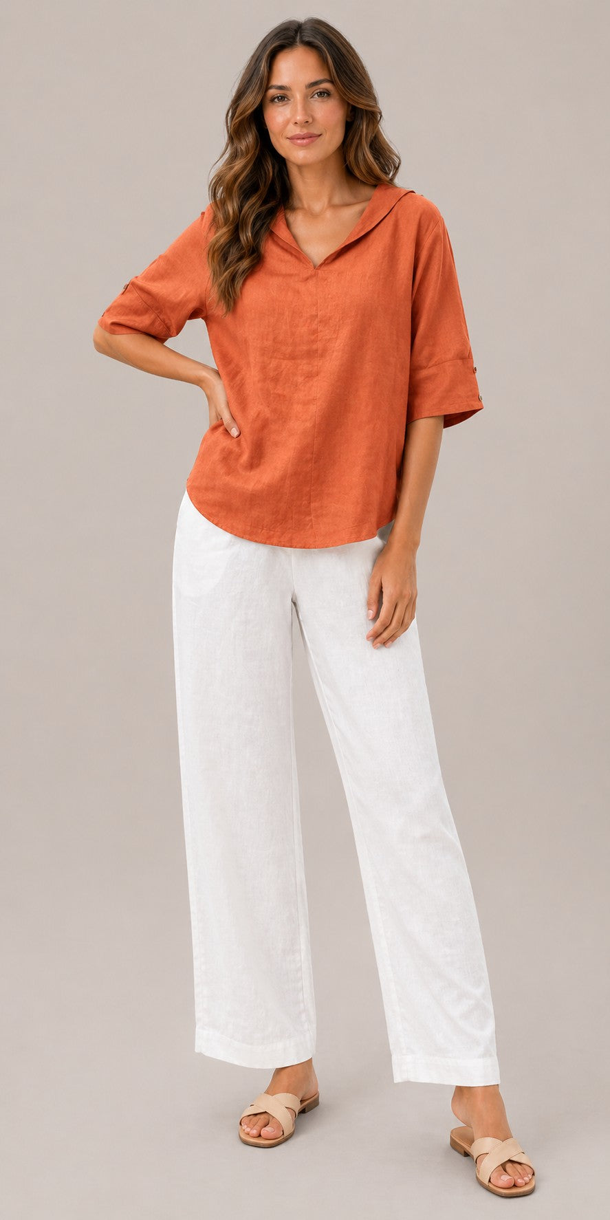 Women’s Loose Fit V-Neck Collared Blouse