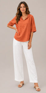 Women’s Loose Fit V-Neck Collared Blouse