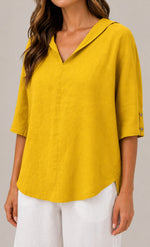 Women’s Loose Fit V-Neck Collared Blouse