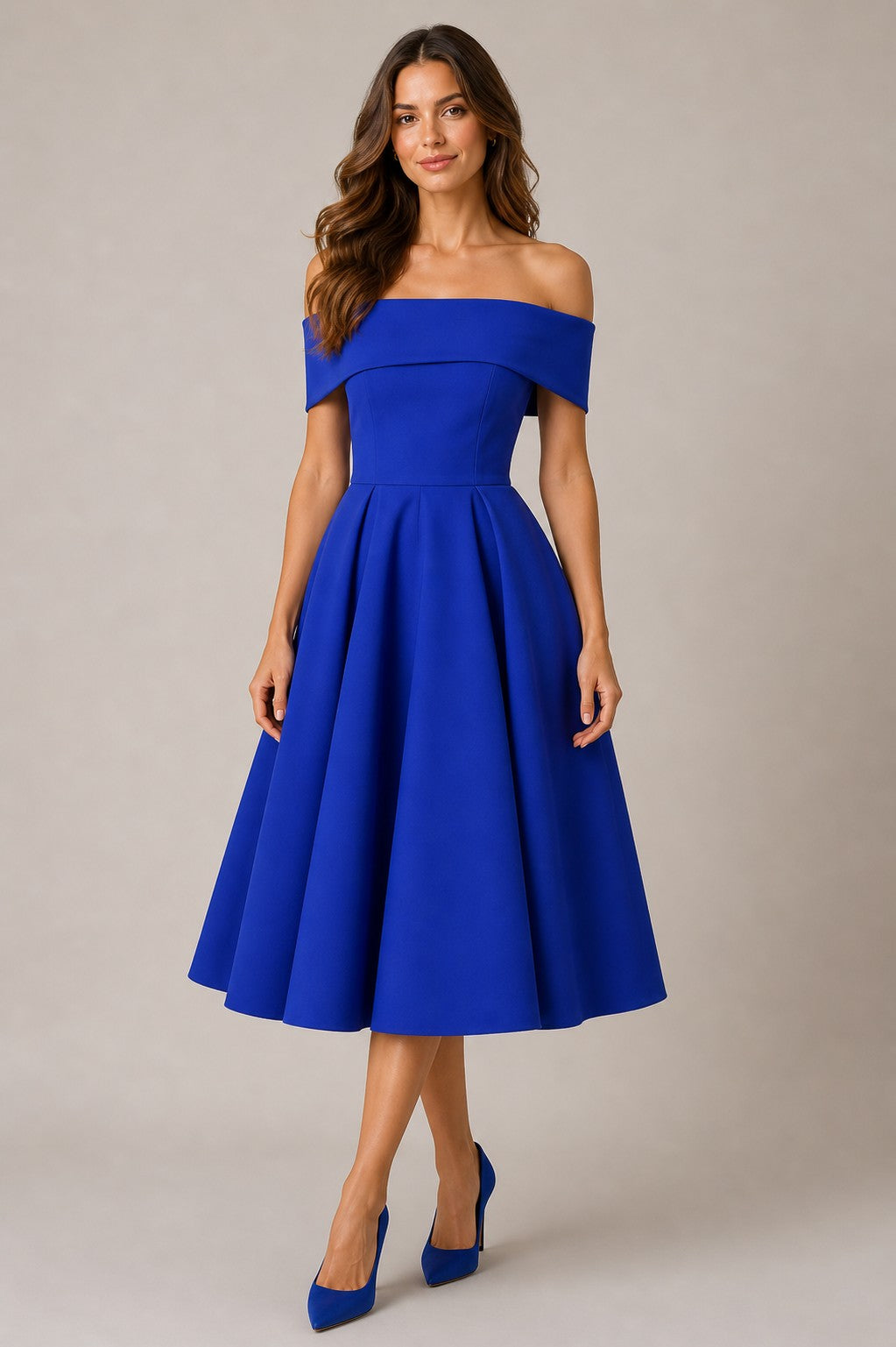 Women's Off Shoulder A-Line Midi Dress