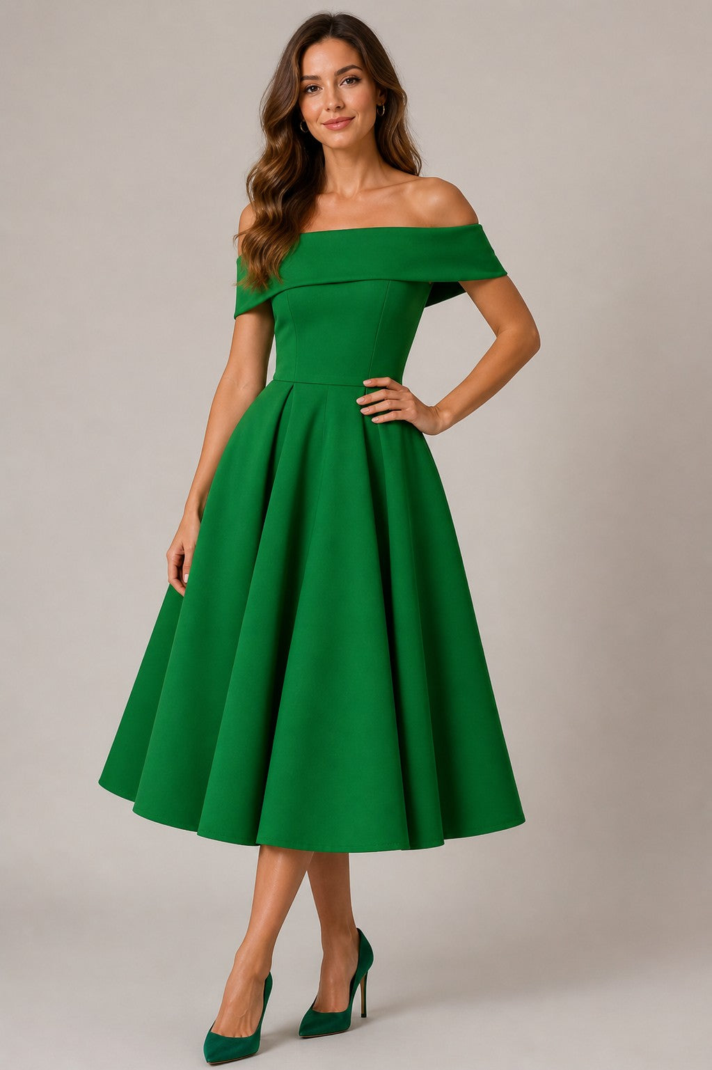Women's Off Shoulder A-Line Midi Dress