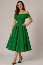 Women's Off Shoulder A-Line Midi Dress