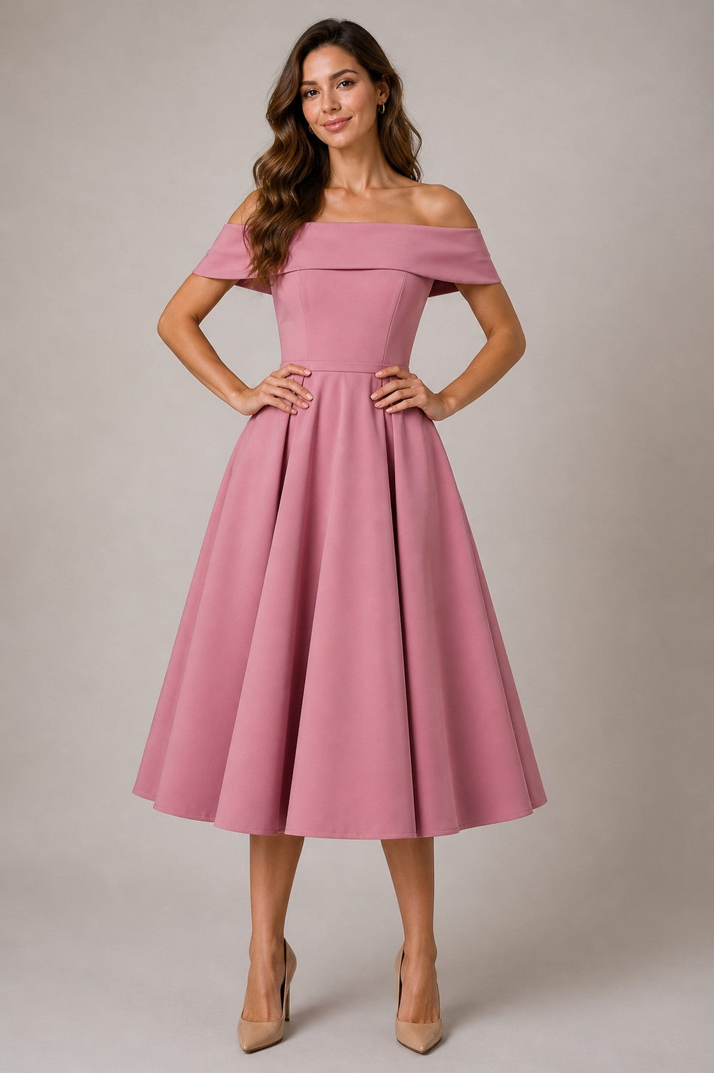 Women's Off Shoulder A-Line Midi Dress