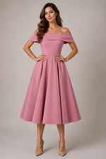 Women's Off Shoulder A-Line Midi Dress