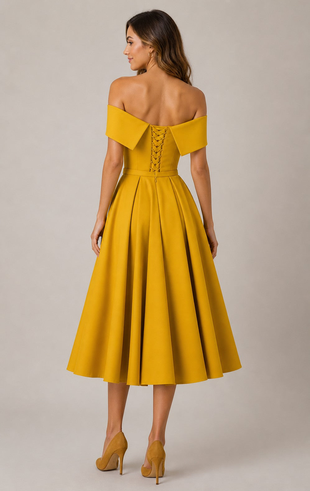 Women's Off Shoulder A-Line Midi Dress