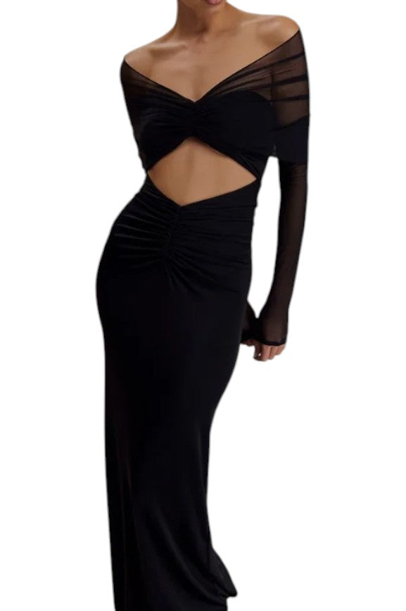 Women's Off-Shoulder Cutout Maxi Dress