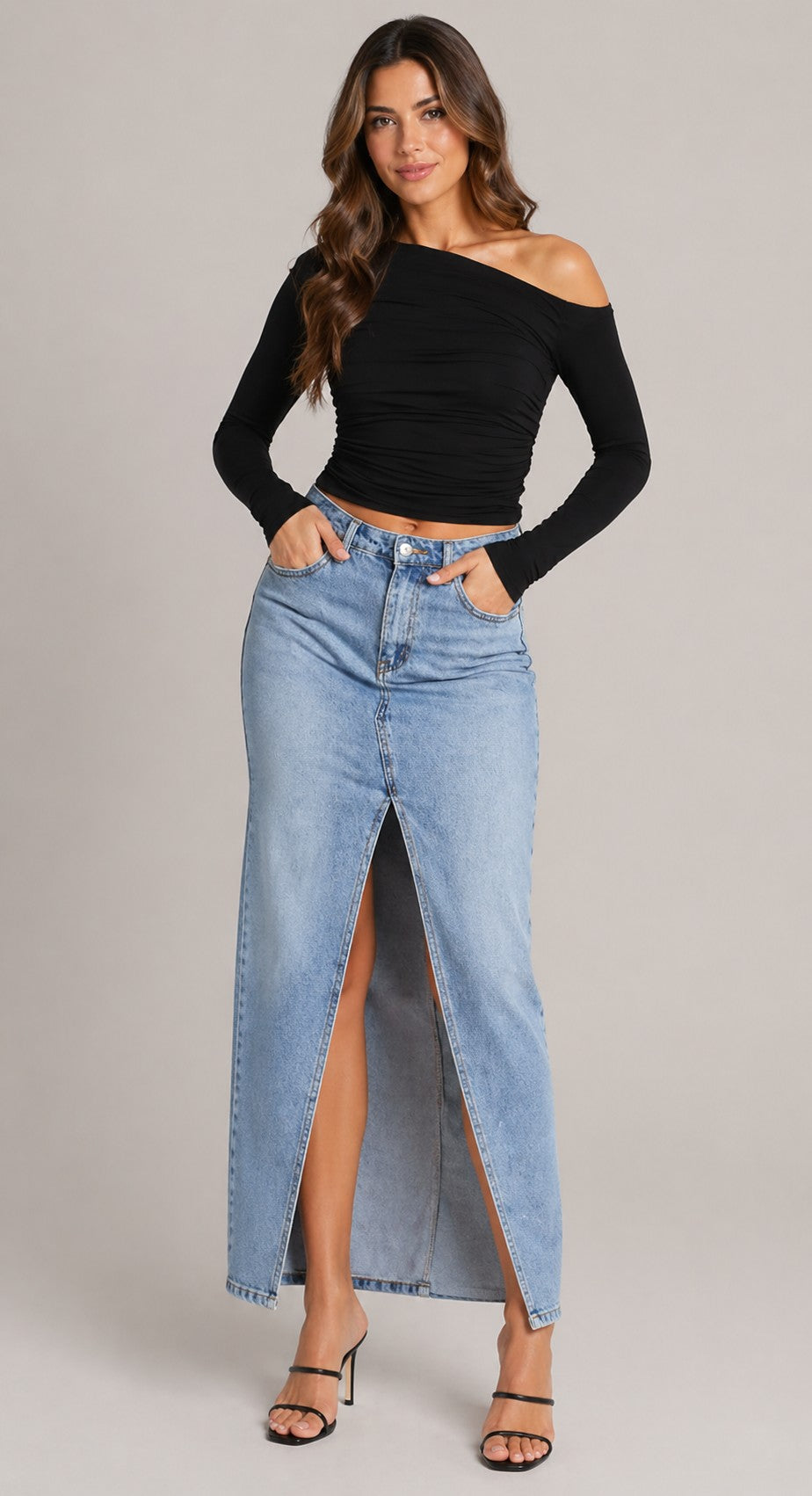 Women’s Off-Shoulder Fitted Long Sleeve Top