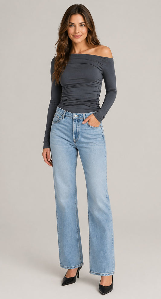 Women’s Off-Shoulder Fitted Long Sleeve Top