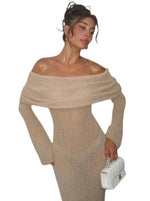 Women's Off Shoulder Long Sleeve Maxi Dress