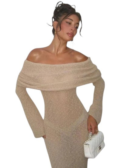 Women's Off Shoulder Long Sleeve Maxi Dress