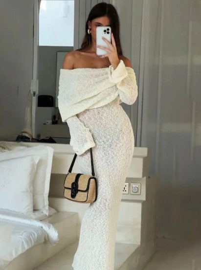 Women's Off Shoulder Long Sleeve Maxi Dress
