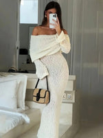 Women's Off Shoulder Long Sleeve Maxi Dress