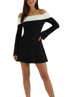 Women's Off Shoulder Long Sleeve Mini Dress