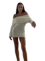 Women's Off Shoulder Long Sleeve Mini Dress