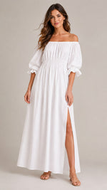 Women's Off Shoulder Puff Sleeve Maxi Dress