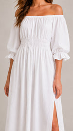 Women's Off Shoulder Puff Sleeve Maxi Dress