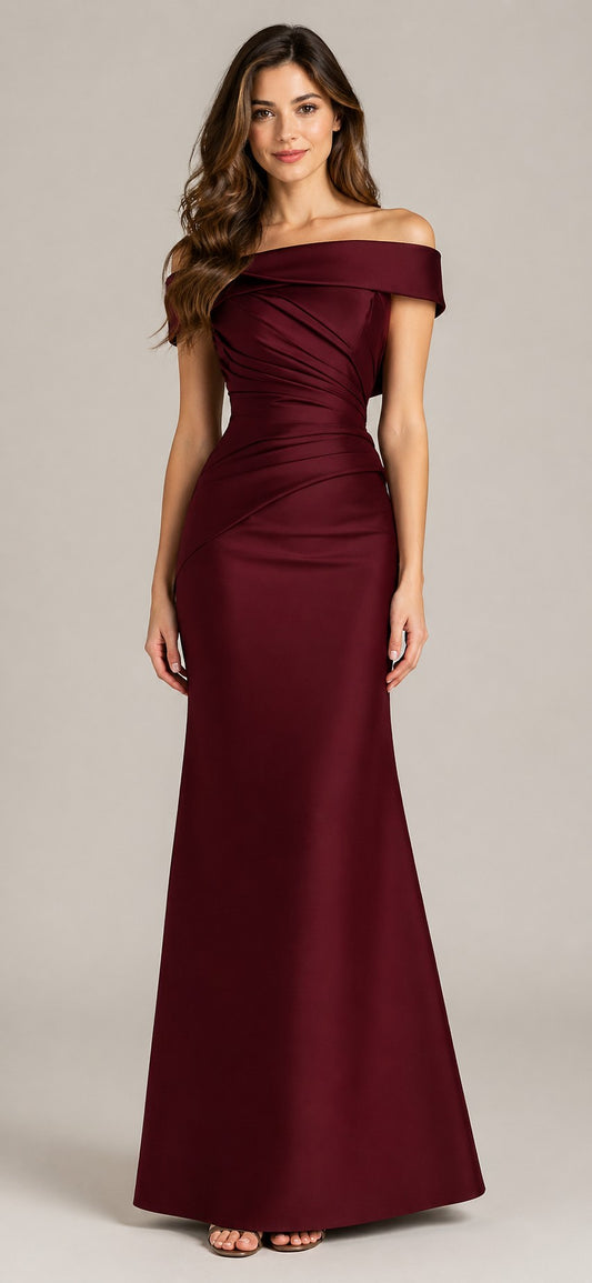 Women’s Off Shoulder Ruched Evening Dress