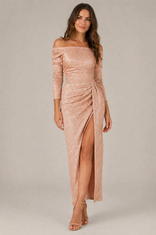 Women’s Off-Shoulder Ruched Midi Dress