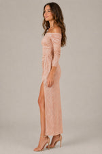 Women’s Off-Shoulder Ruched Midi Dress