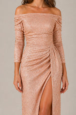 Women’s Off-Shoulder Ruched Midi Dress