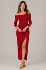 Women’s Off-Shoulder Ruched Midi Dress