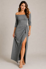 Women’s Off Shoulder Three Quarter Sleeves Maxi Dress