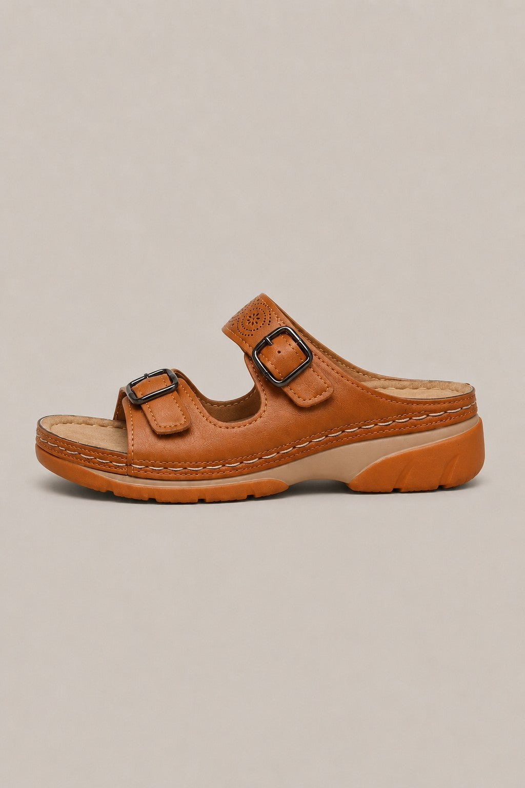 Women’s Open Toe Buckle Straps Slide Sandals