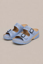 Women’s Open Toe Buckle Straps Slide Sandals