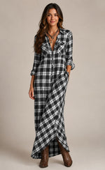 Women's Plaid Button Front Maxi Dress