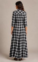 Women's Plaid Button Front Maxi Dress