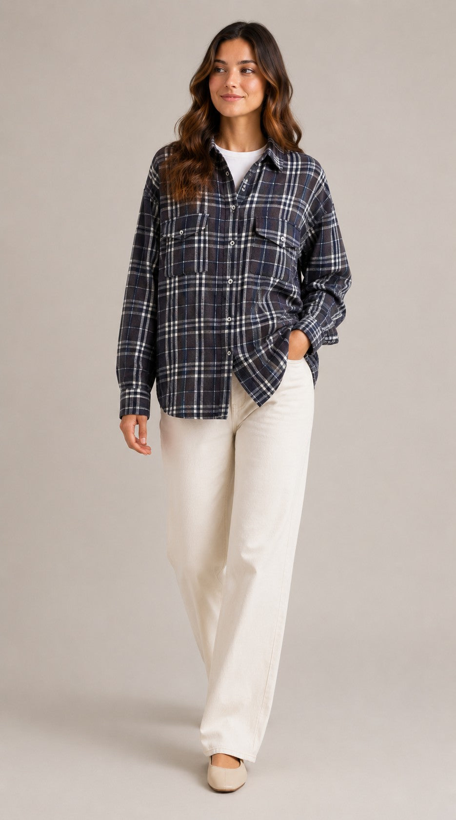 Women's Plaid Button-Front Shirt